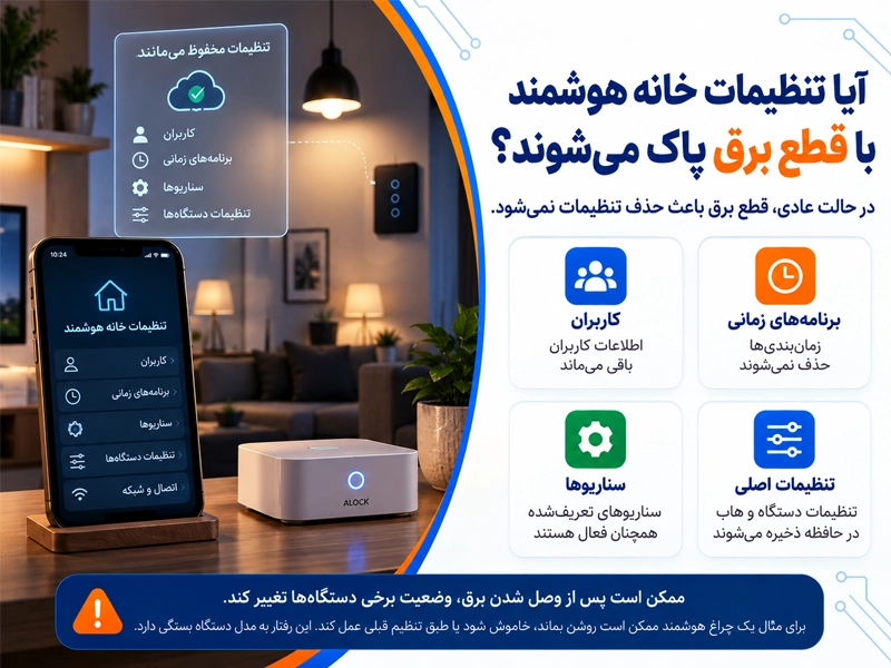 تنظیمات خانه هوشمند بعد از قطع و وصل برق