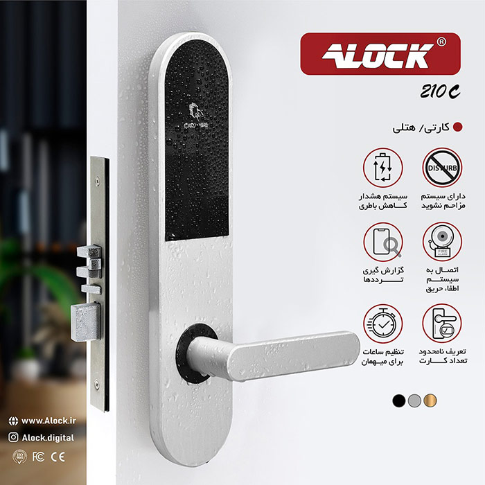 قفل آنلاین کارتی هتلی ALOCK مدل 210C